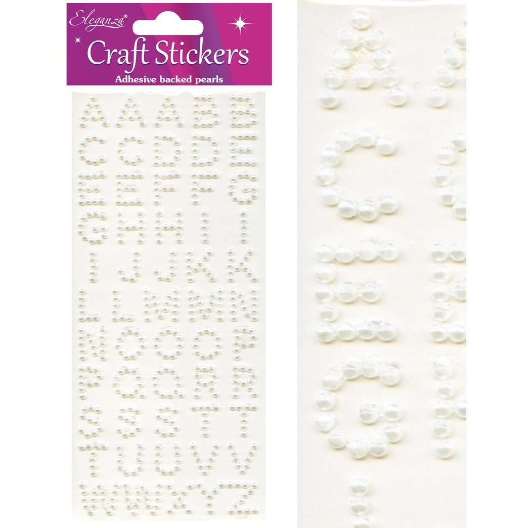 Eleganza Craft Stickers Pearl Alphabet White No.01